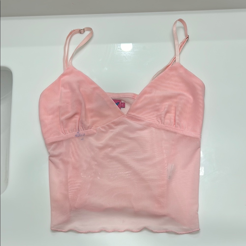 Edikted Light Pink Sheer Top